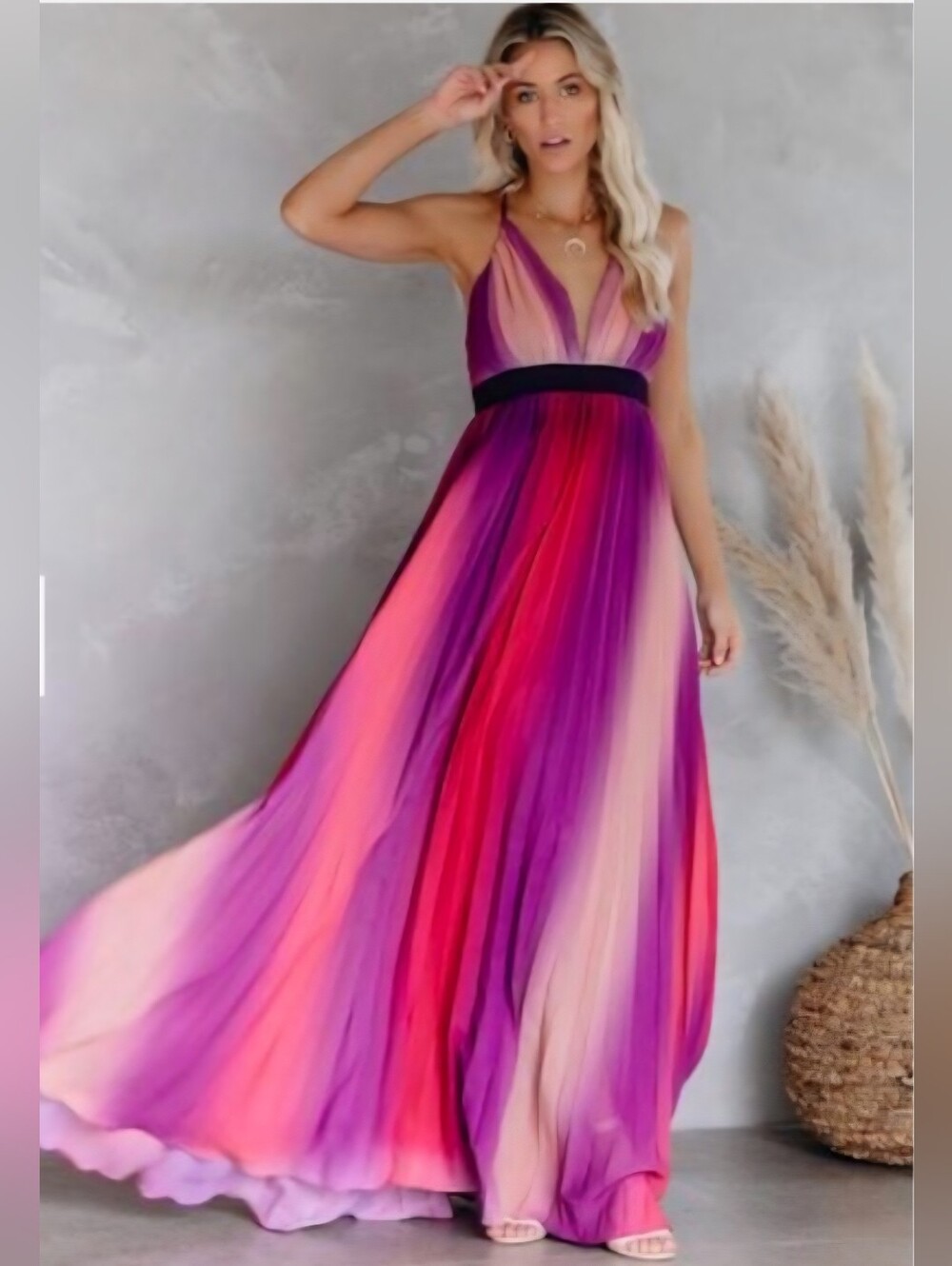 Pink and Purple Ombre Maxi Dress